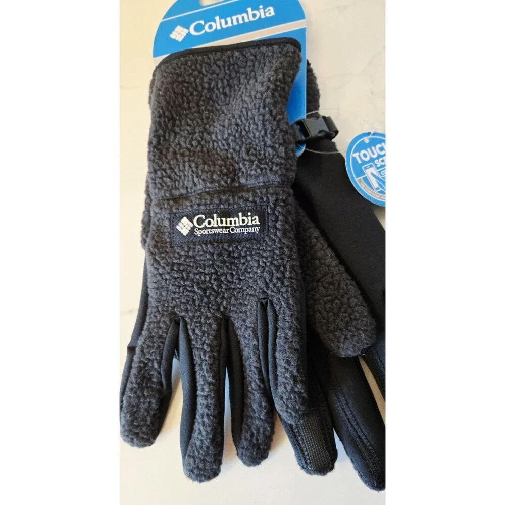 Columbia Womens Helvetia II Sherpa Fleece Gloves M Medium Black Touchscreen New